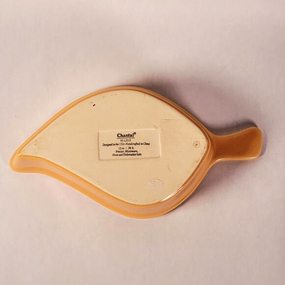Chantal Ramekin Leaf 12-Ounce Bakeware Baking Dish Orange Enamel 93-LO15 Setof 3 - Picture 5 of 10